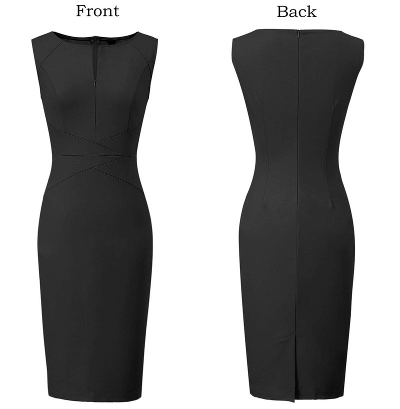 VFSHOW Womens Front Zipper Work Business Office Bodycon Dress Elegant Professional Career Church Party Pencil Sheath Dress (Black, Large) 3932 BLK L - Image 3